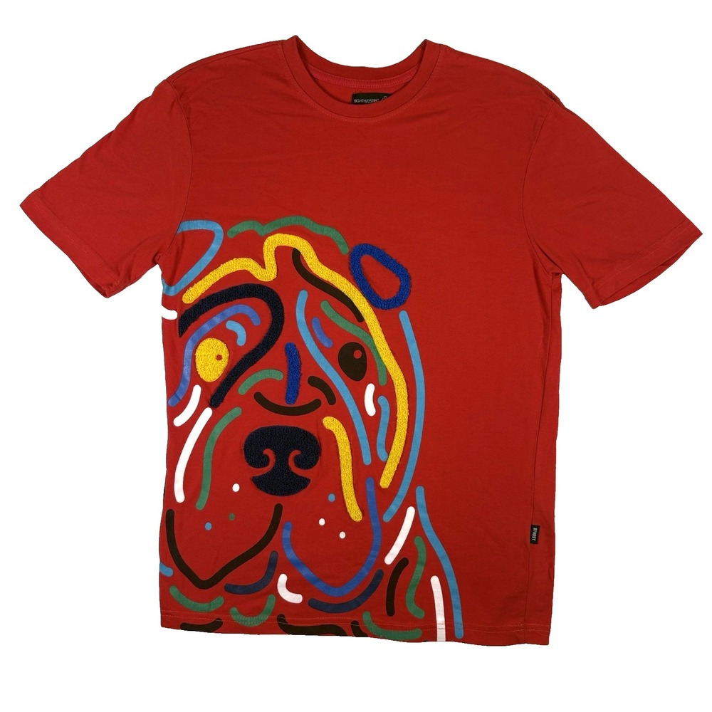 8IGHTH/DSTRKT Embroidered Shirt | Large | Red | Bulldog | Streetwear |‎ Urban